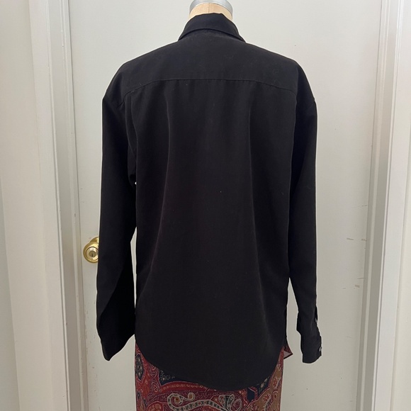 Y2K Black Velvety Claiborne Button Up Top - Picture 4 of 7